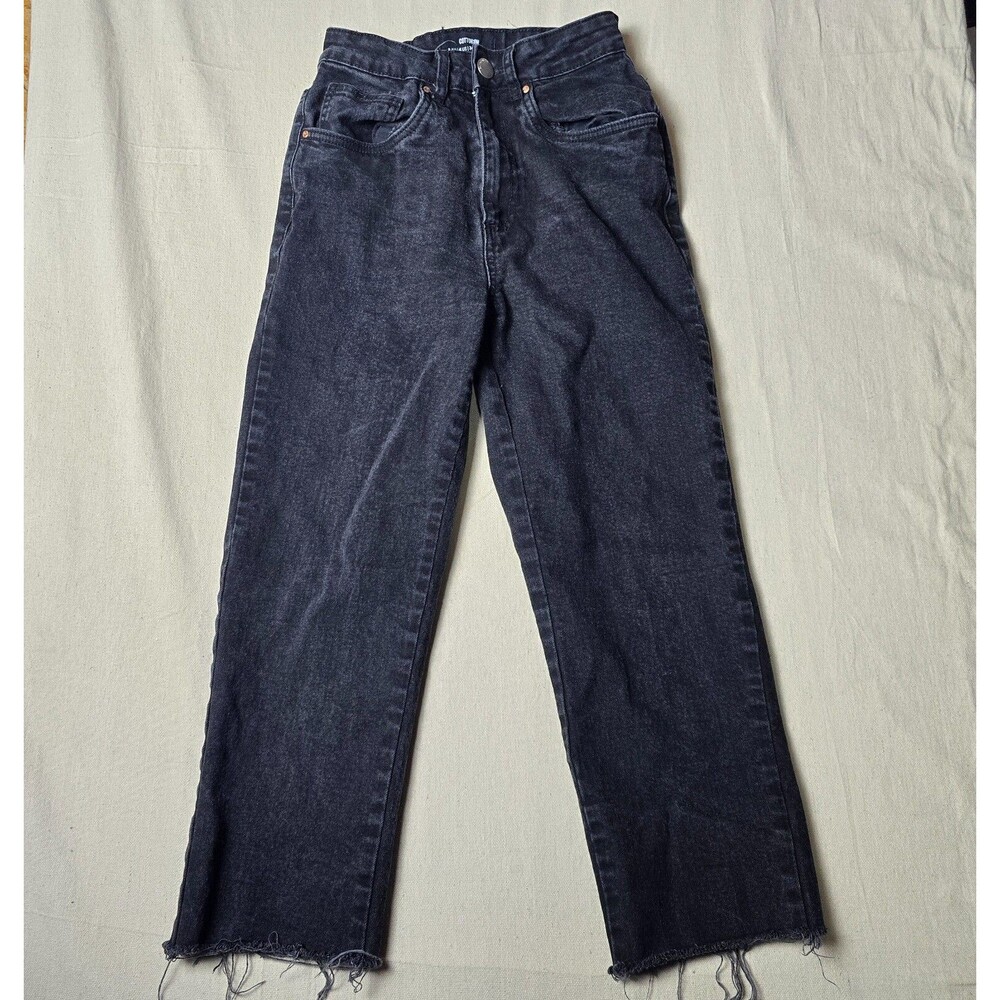 Cotton On Women's High-Rise Ripped Raw Hem Black Jeans Size 4‎ Distressed Denim